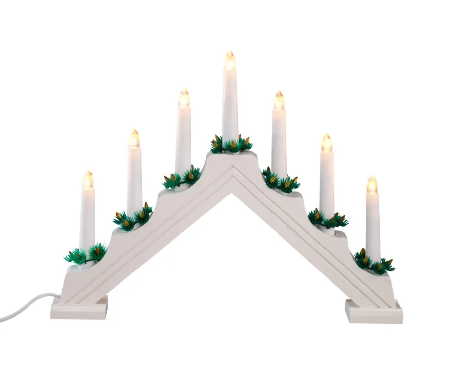 New Stemning Adventsstake syvarmet i tre med 7 LED-lys
