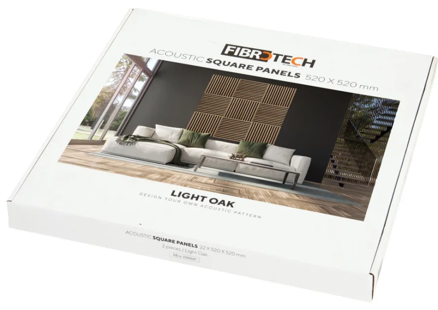 Discount Fibrotech Akustikkpanel Square 22 x 520 x 520 mm 2-pk. Light Oak