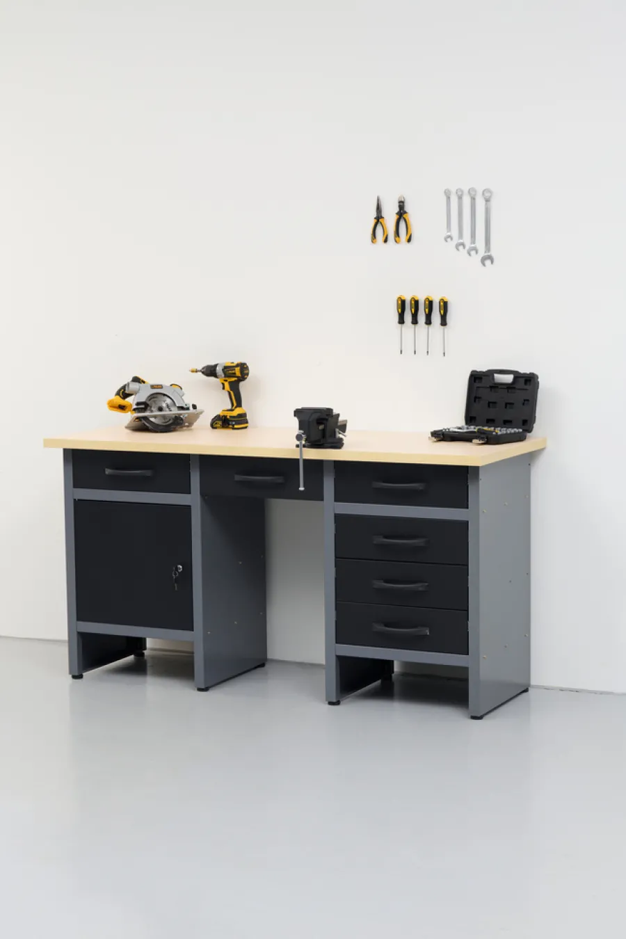 Hot Arbeidsbenk med skap/skuffer 160 x 60 x 85 cm