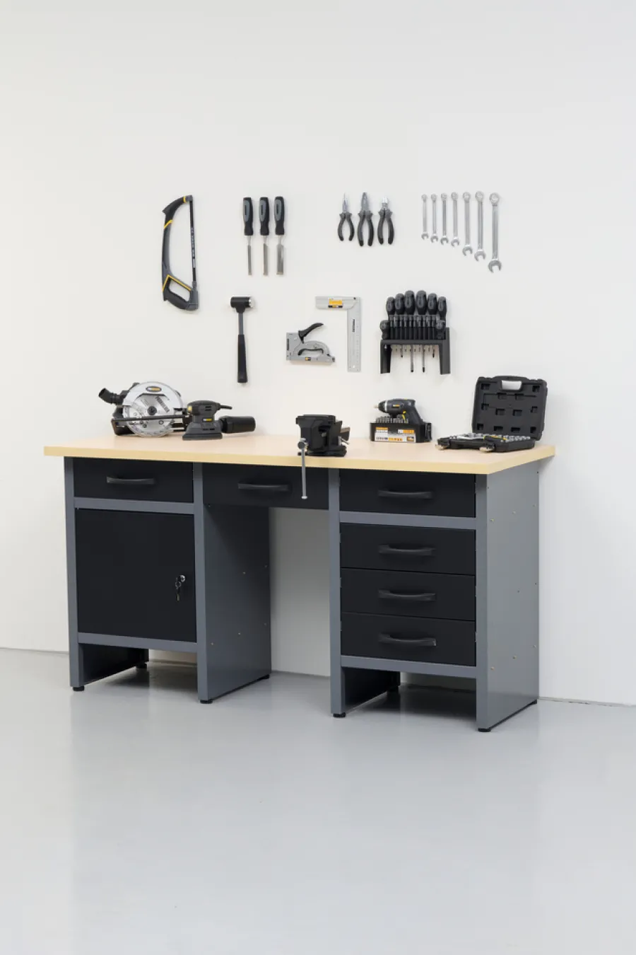 Hot Arbeidsbenk med skap/skuffer 160 x 60 x 85 cm