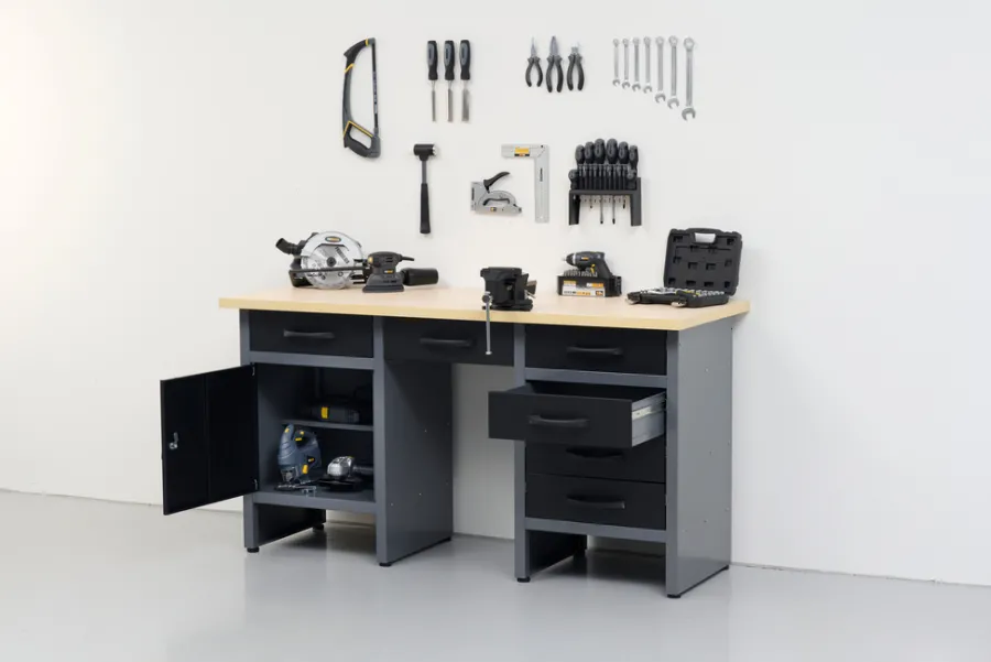 Hot Arbeidsbenk med skap/skuffer 160 x 60 x 85 cm