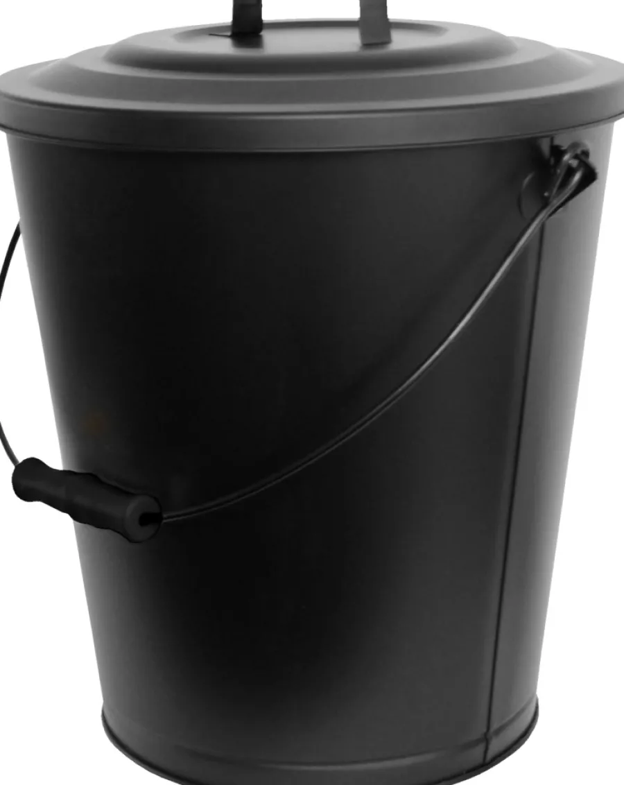 Glöd Askebøtte m/ lokk coated stål 26 liter