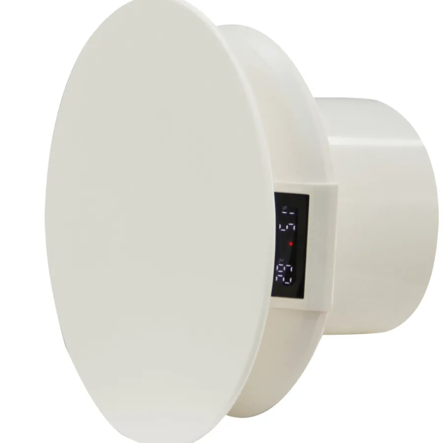 New Grad Baderomsvifte m/hygrostat og LED-display - Hvit