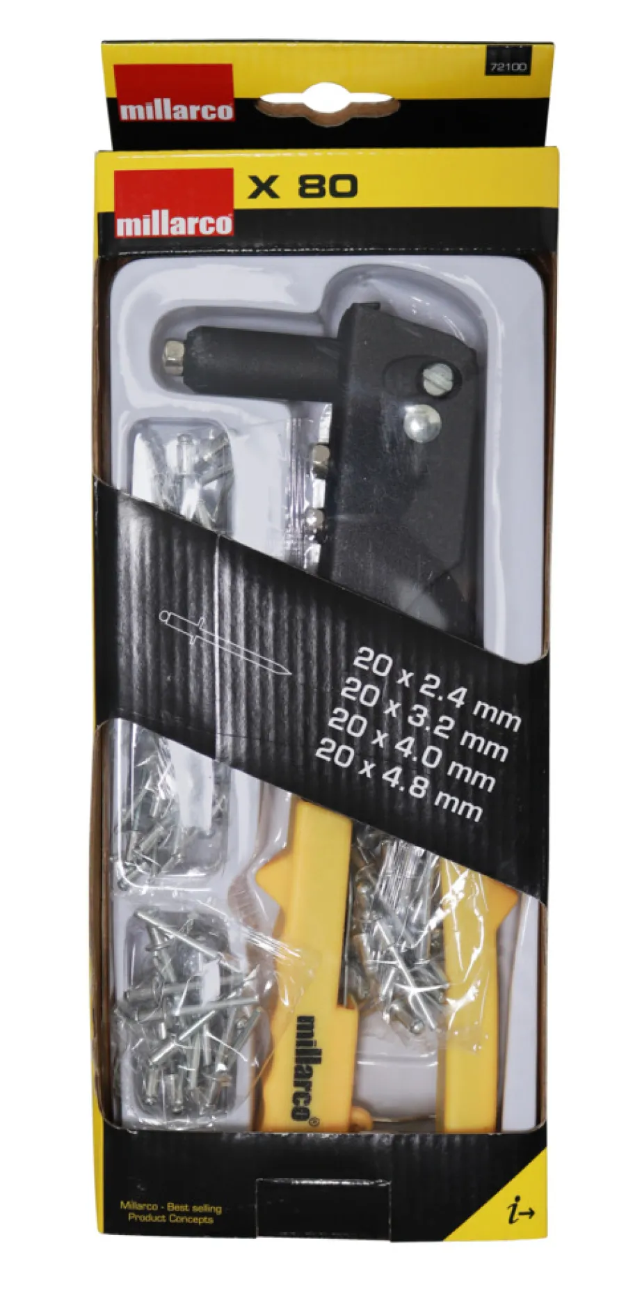 Clearance Millarco Blindnagletangsett m/80 stk. nagler