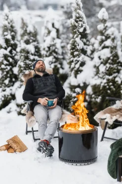 Hot LUNT Båltønne emaljert svart -