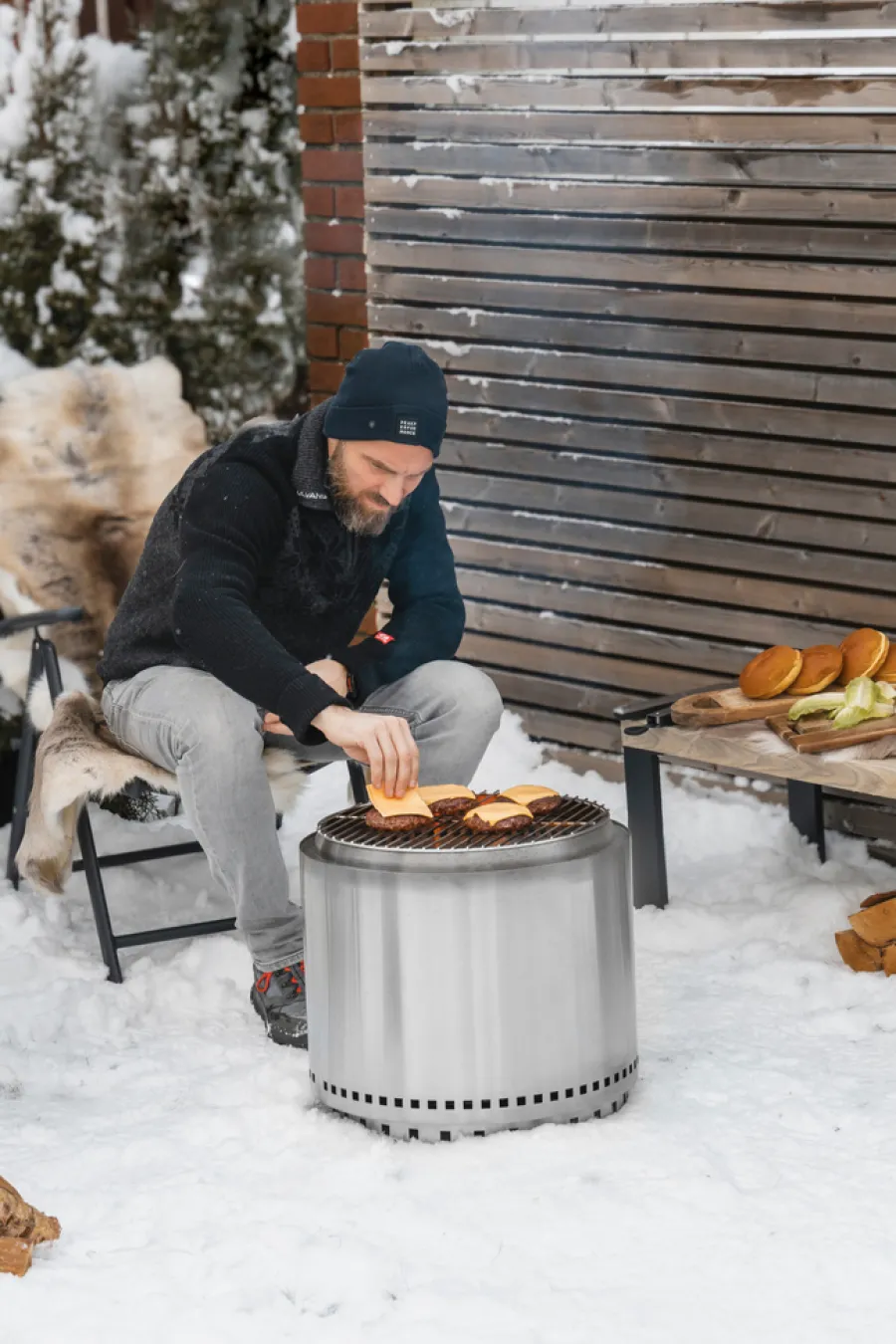 Clearance LUNT Båltønne i rustfritt stål -
