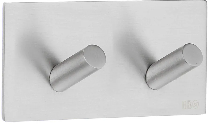 Beslagsboden Dobbel krok 90 mm - børstet