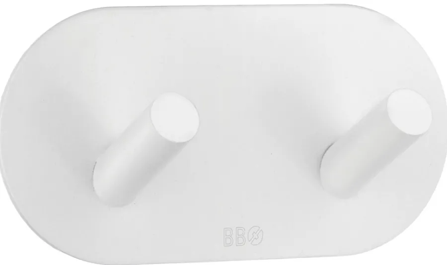 Beslagsboden Dobbel krok selvklebende 96mm - hvit