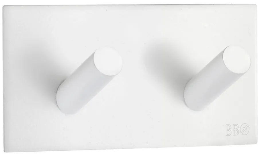 Discount Beslagsboden Dobbel krok selvklebende 90 mm - hvit