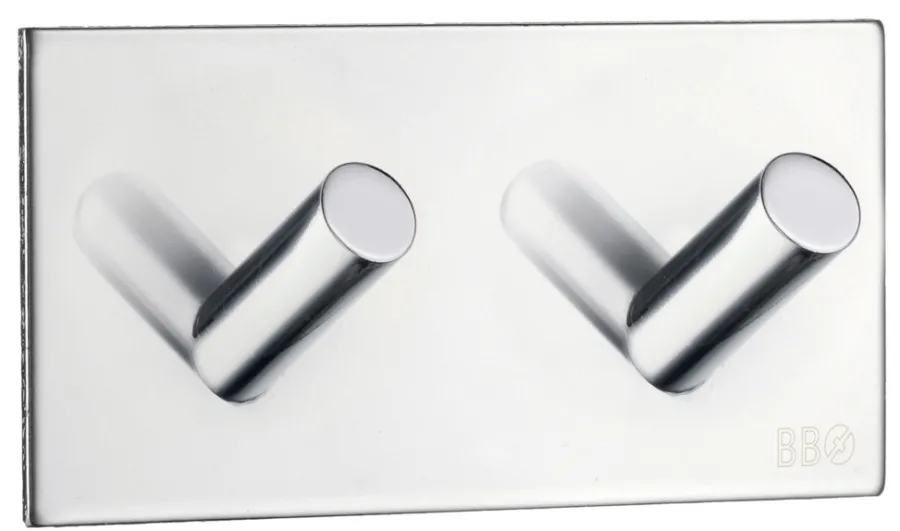 Clearance Beslagsboden Dobbel krok selvklebende 90 mm - krom