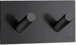 Clearance Beslagsboden Dobbel krok selvklebende 90 mm - matt svart
