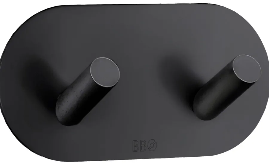 Hot Beslagsboden Dobbel krok selvklebende 96 mm - matt svart