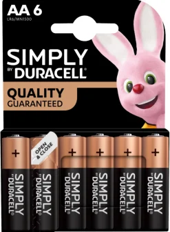 Outlet Duracell Simply AA alkaliske batterier 6-pk.