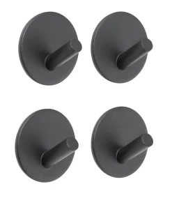 Hot Beslagsboden Enkel krok Ø30 mm 4-pk. - matt svart