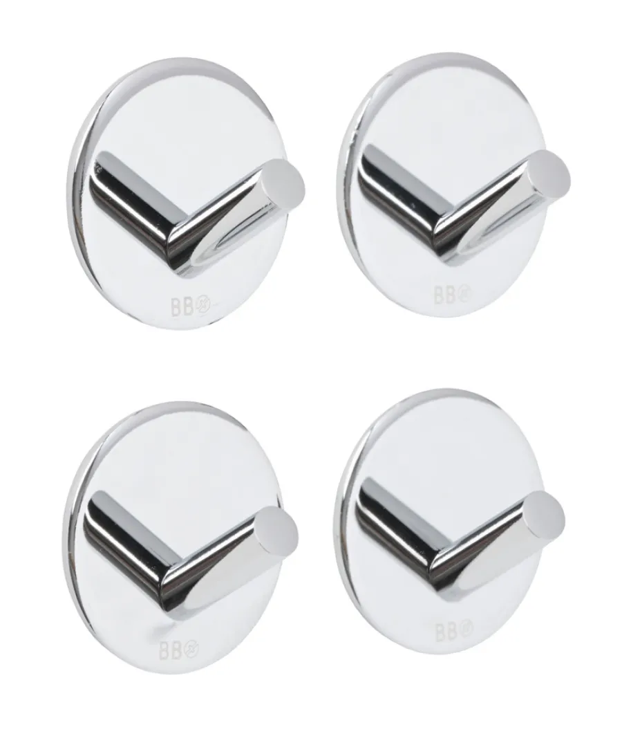 Hot Beslagsboden Enkel krok selvklebende Ø30 mm 4-pk. - krom
