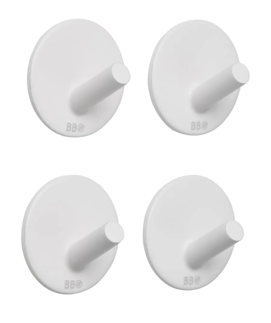 Outlet Beslagsboden Enkel krok selvklebende Ø30 mm 4-pk. - hvit