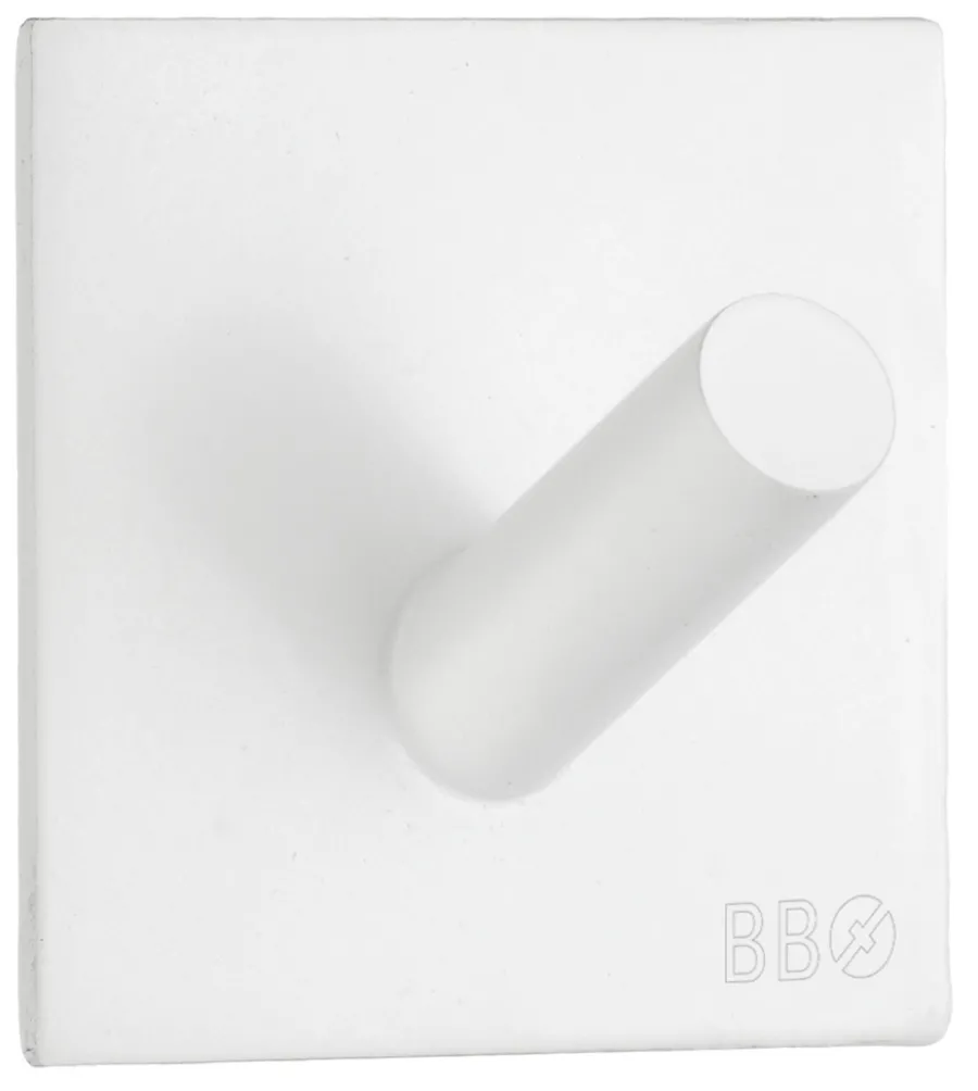 Hot Beslagsboden Enkel krok selvklebende 45 x 45 mm - hvit
