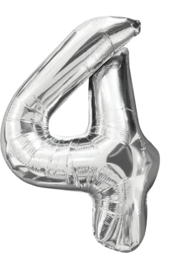 Discount Folieballong nummer 4 H60 cm sølv