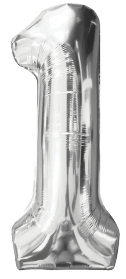 Folieballong nummer 1 H60 cm sølv