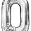 Clearance Folieballong nummer 0 H60 cm sølv