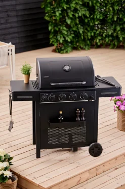 Best Grillexpert Gassgrill med 4 brennere og bakbrenner – Svart