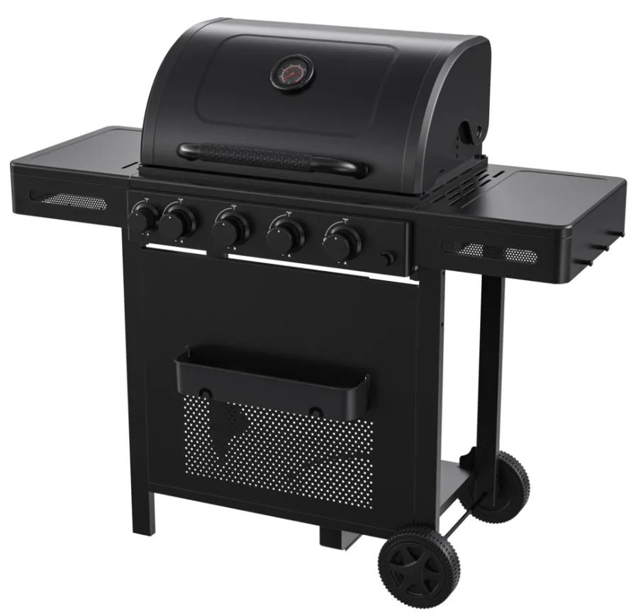 Best Grillexpert Gassgrill med 4 brennere og bakbrenner – Svart