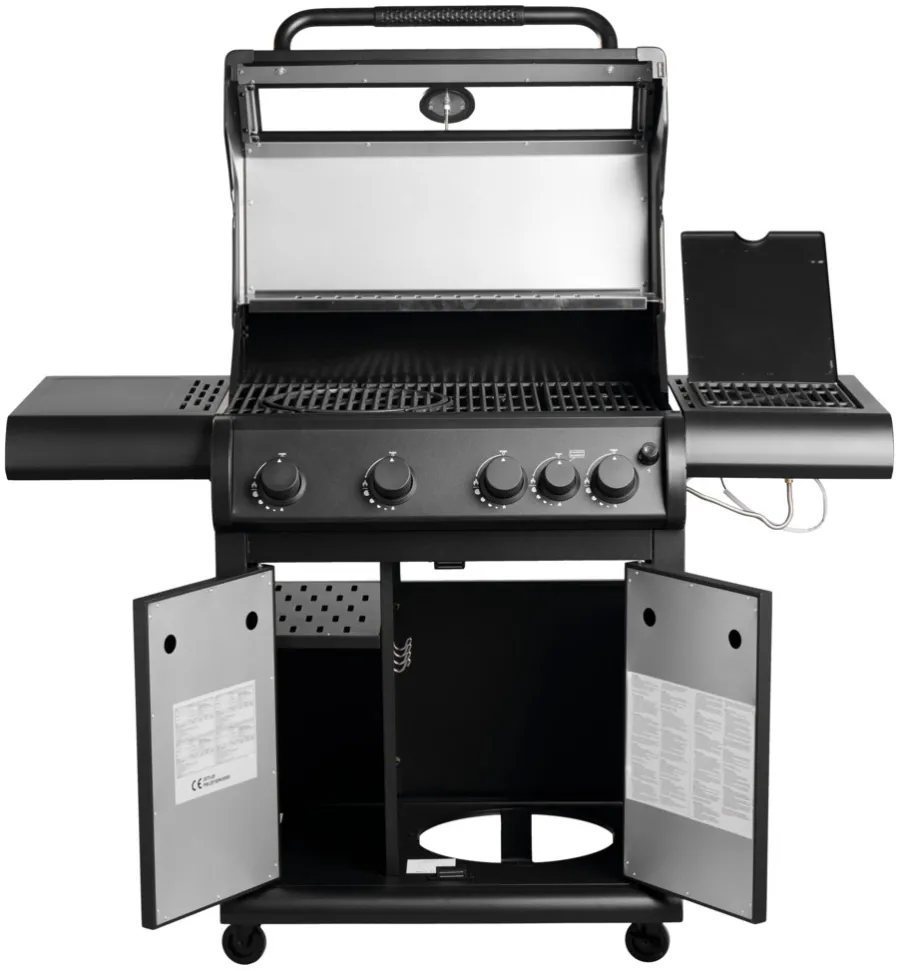 Clearance Grillexpert Gassgrill med 4 brennere og sidebrennere – Svart