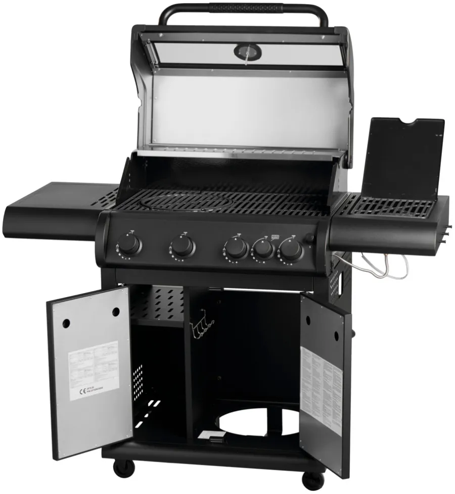 Clearance Grillexpert Gassgrill med 4 brennere og sidebrennere – Svart