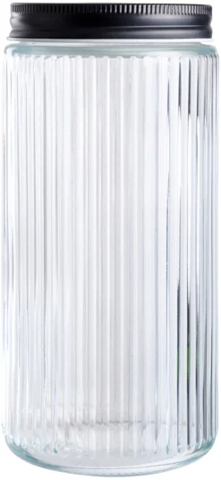 Outlet DAY Glasskrukke riflet m/skrulokk 0,9 liter -