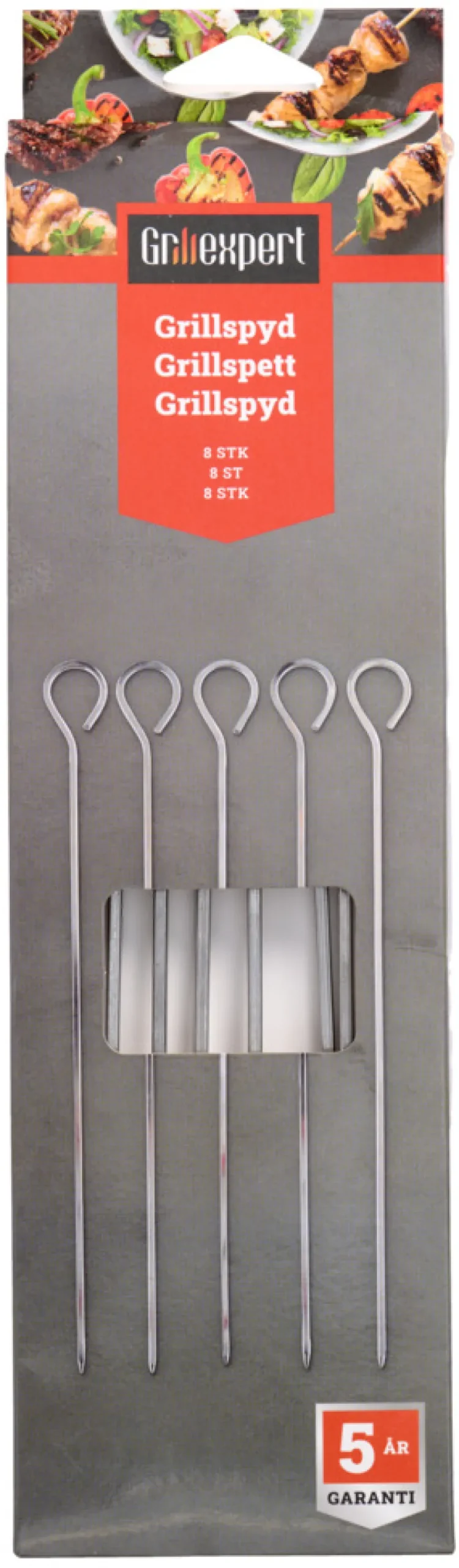 Clearance Grillexpert Grillspyd i rustfritt stål, 8 stk. -