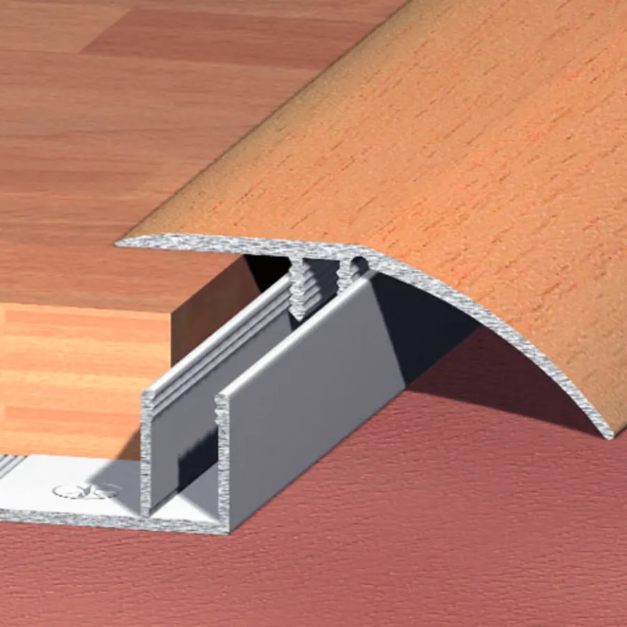 Outlet Gulvprofil topp aluminium - 2 x 52 mm x 0,9 m