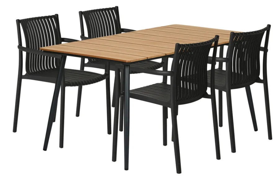 Clearance Sunlife Hagebord Beijing svart/teak 148 x 85 cm - ® Teak/svart