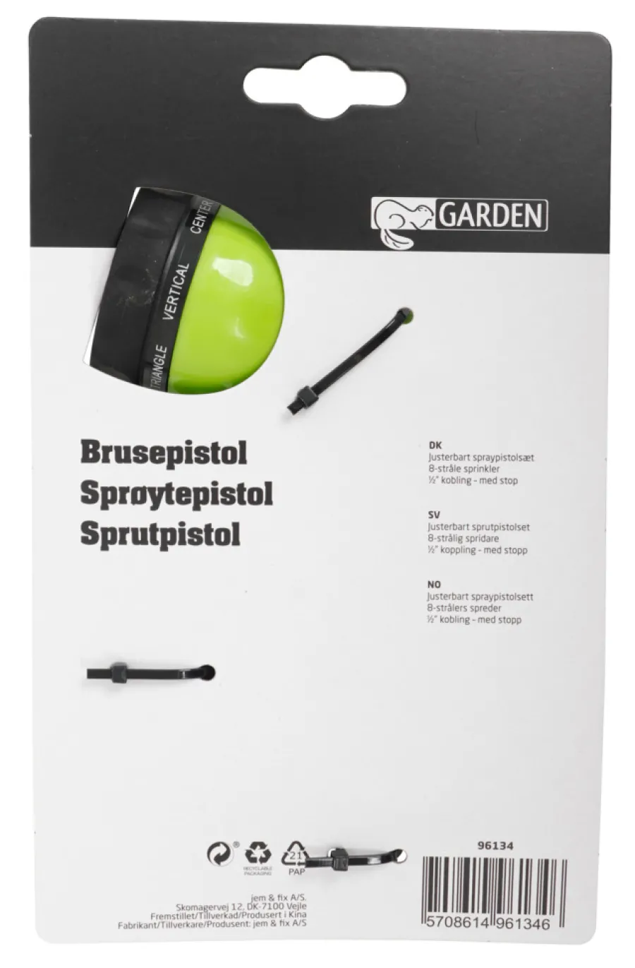 Clearance Garden Hagepistol med 8 sprayfunksjoner 1/2" – ®