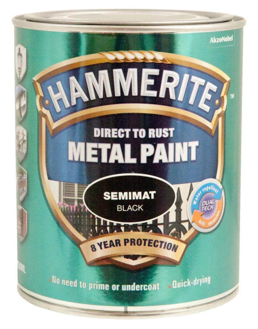 Hot Hammerite metallmaling sateng 750 ml Svart