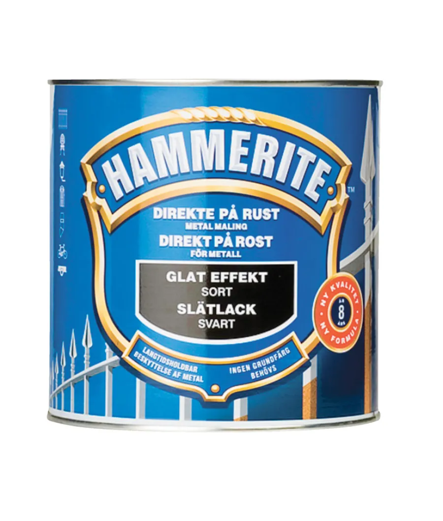 Clearance Hammerite metallmaling glatt effekt 750 ml Svart