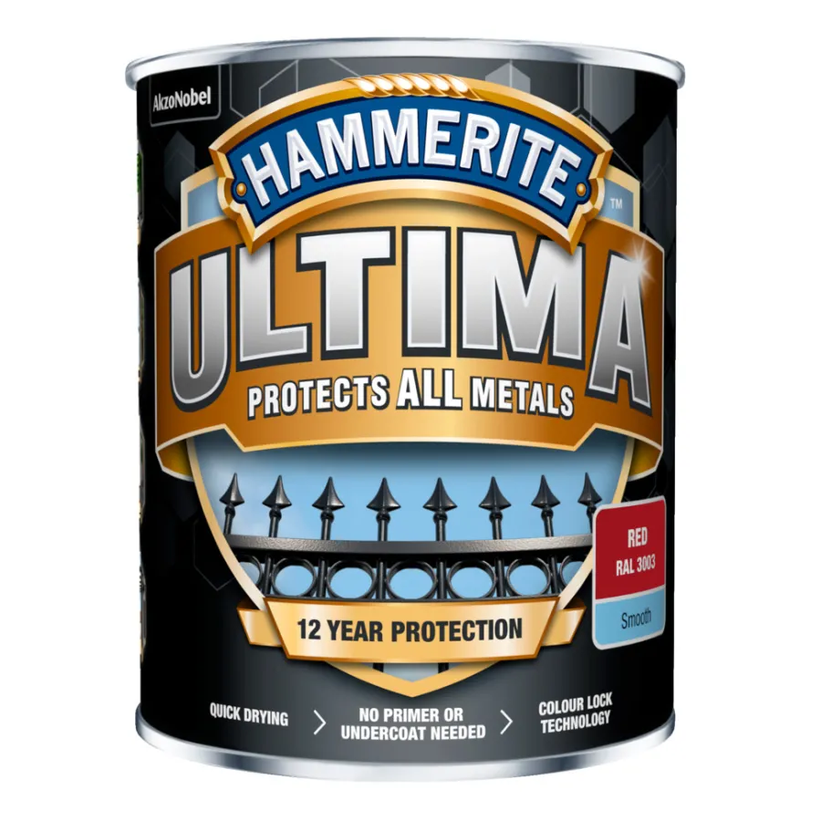 New Hammerite Ultima metallmaling 750 ml Rød