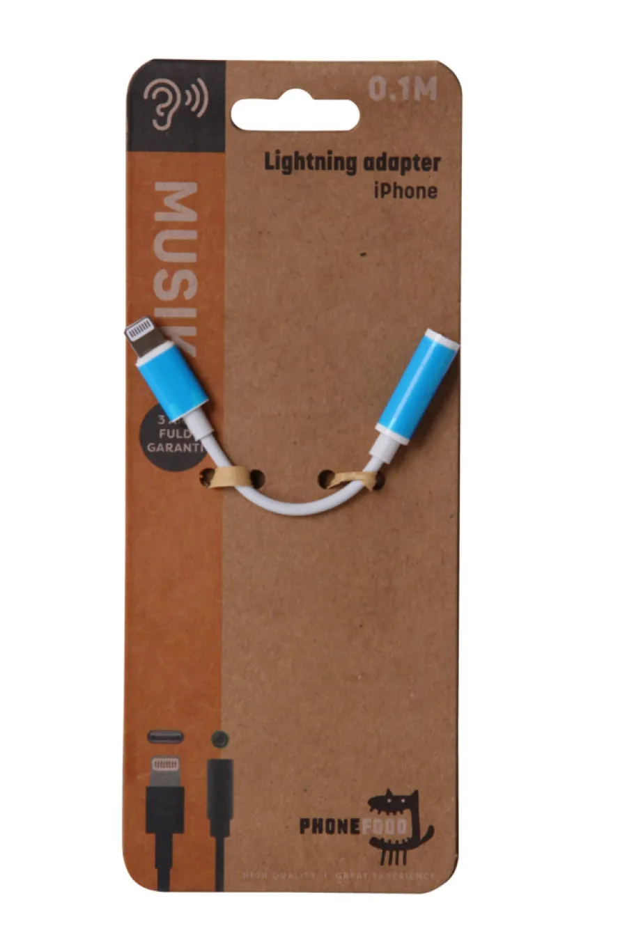PhoneFood HeadsetLightning til mini jack adapterkabel