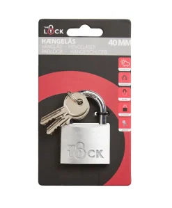 Outlet The Lock Hengelås med to nøkler 40 mm aluminium Sølv