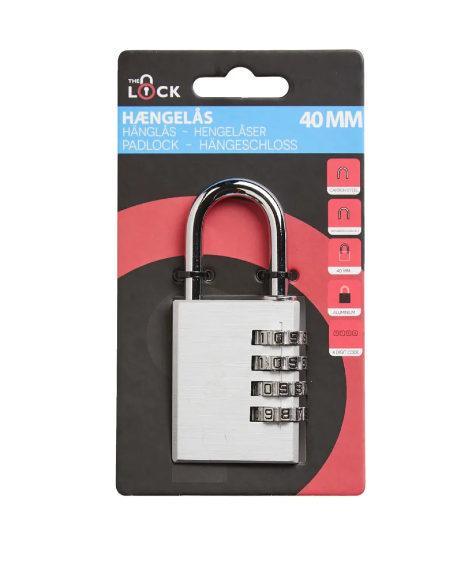 Online The Lock Hengelås m/kode 40 mm aluminium Sølv