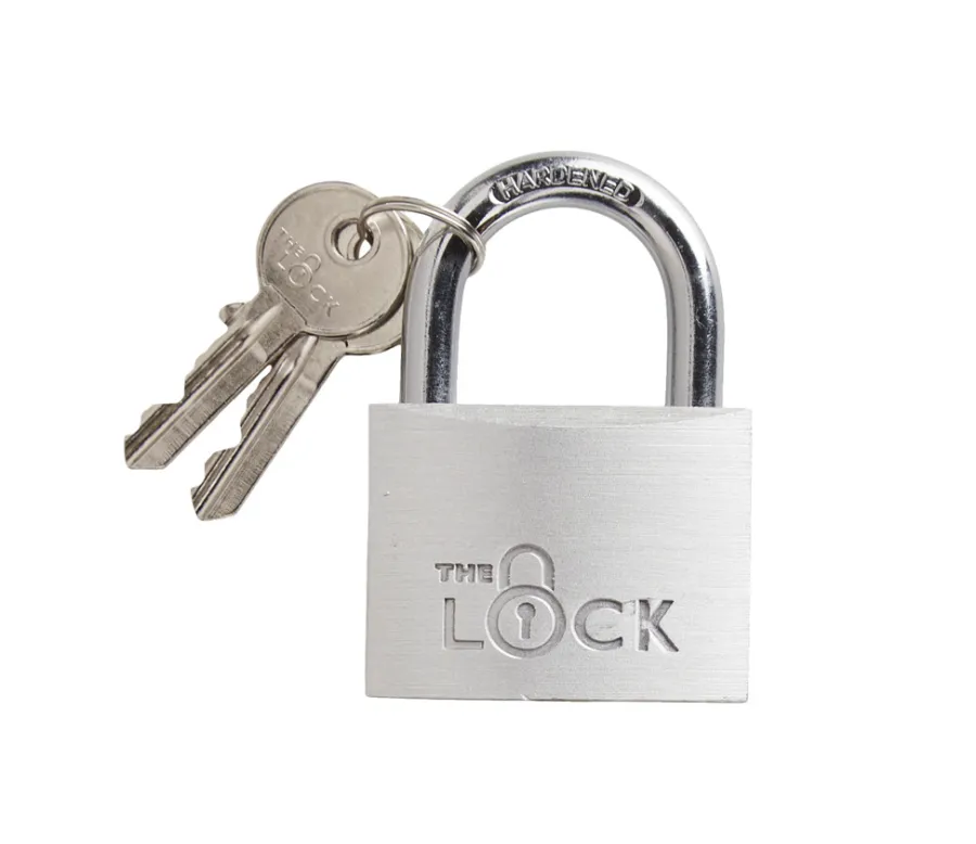 New The Lock Hengelås m/to nøkler 50 mm aluminium Sølv