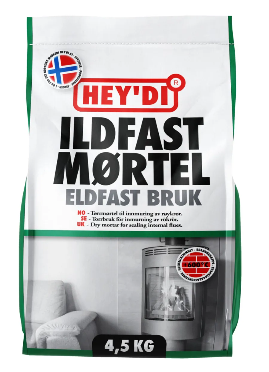 Clearance Hey'di Ildfast mørtel 4,5 kg
