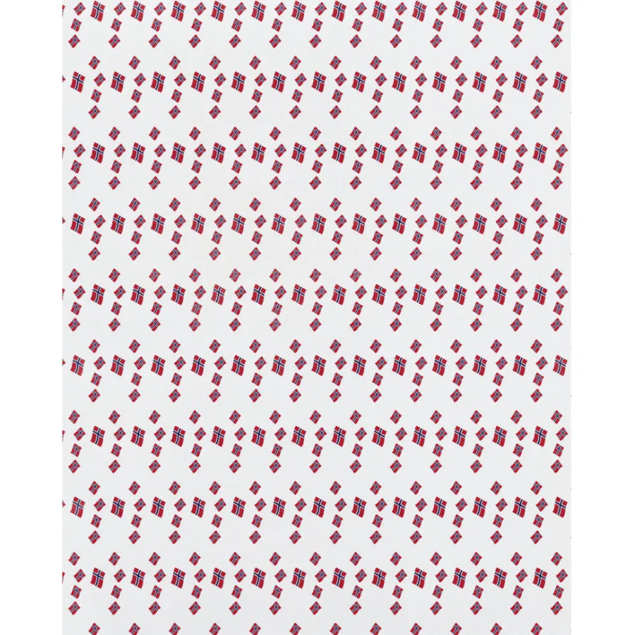 Clearance Hvit duk med norske flagg 1,2 x 5 meter