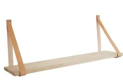 Sale Royal Hylle i eik 20 x 120 cm med lærstropper