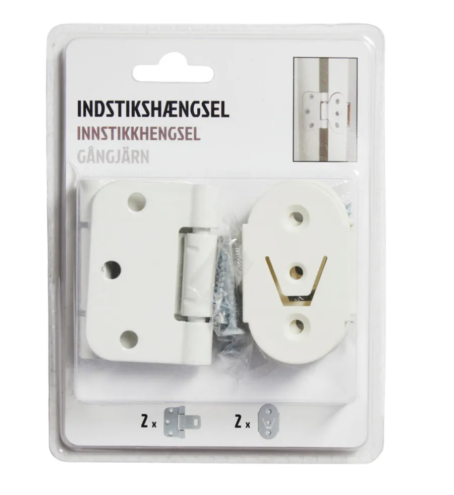 Sale Innstikkshengsel sett hvit 2 stk.
