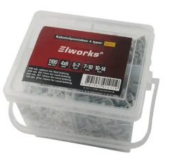 Sale Elworks Kabelklips hvit/grå eske med 1100 stk.