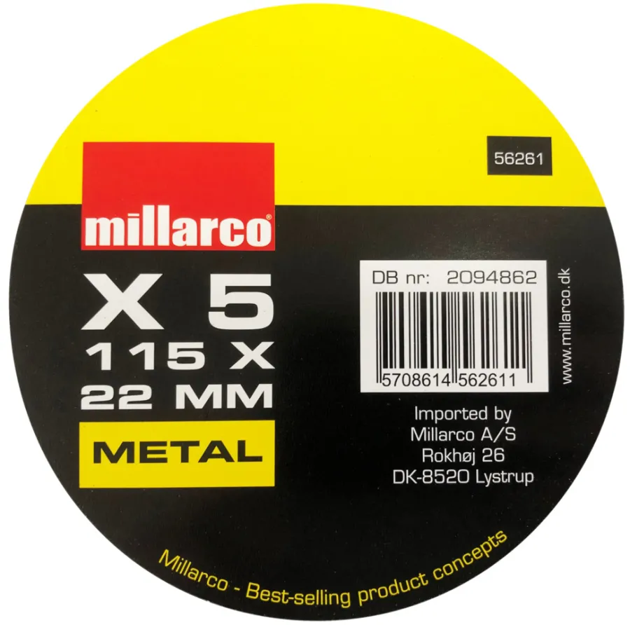 Outlet Kappeskiver for metall Ø115 mm - 5 stk.