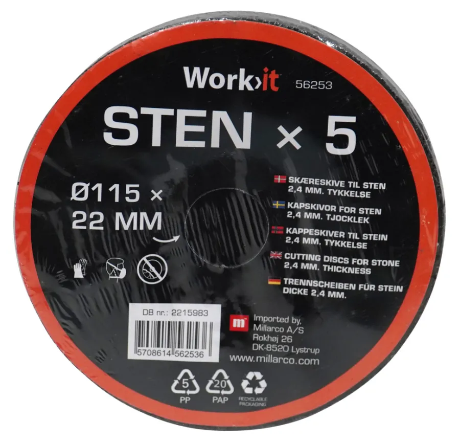 Best Work it Kappskiver stein 115 x 22 mm 5-pk.