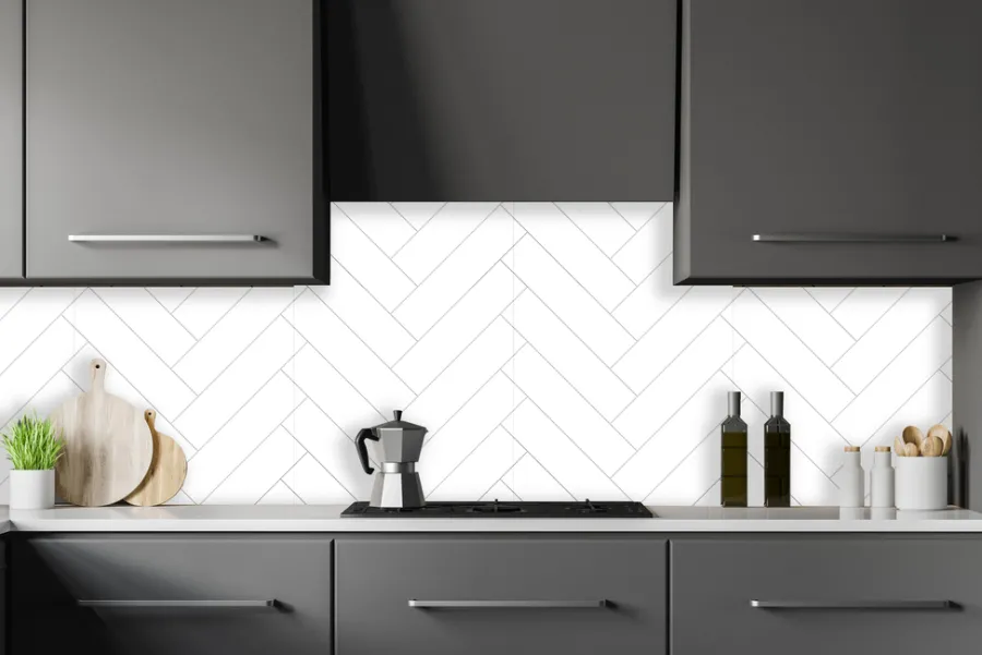 Best Kitchenline Kjøkkenplate 610 x 610 mm White Herringbone