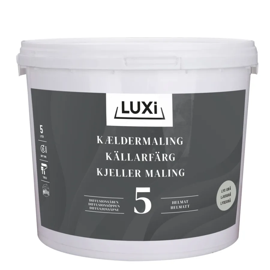 Best Luxi Kjellermaling glans 5 5 liter - Lys betonggrå