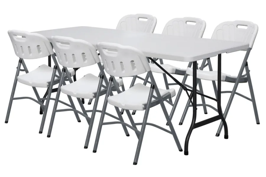 New Klappstol i plast grå/hvitt